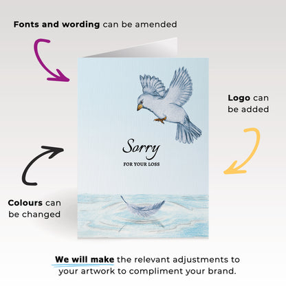 ‘Bird Hovering’ Personalised Corporate Branded Health Care Greeting Cards image 1