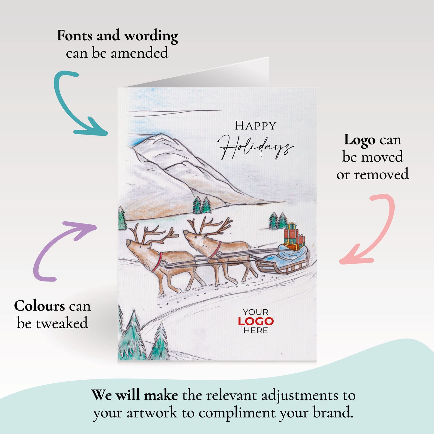 ‘Pulling Sledge’  Customised Corporate Christmas Cards image 2