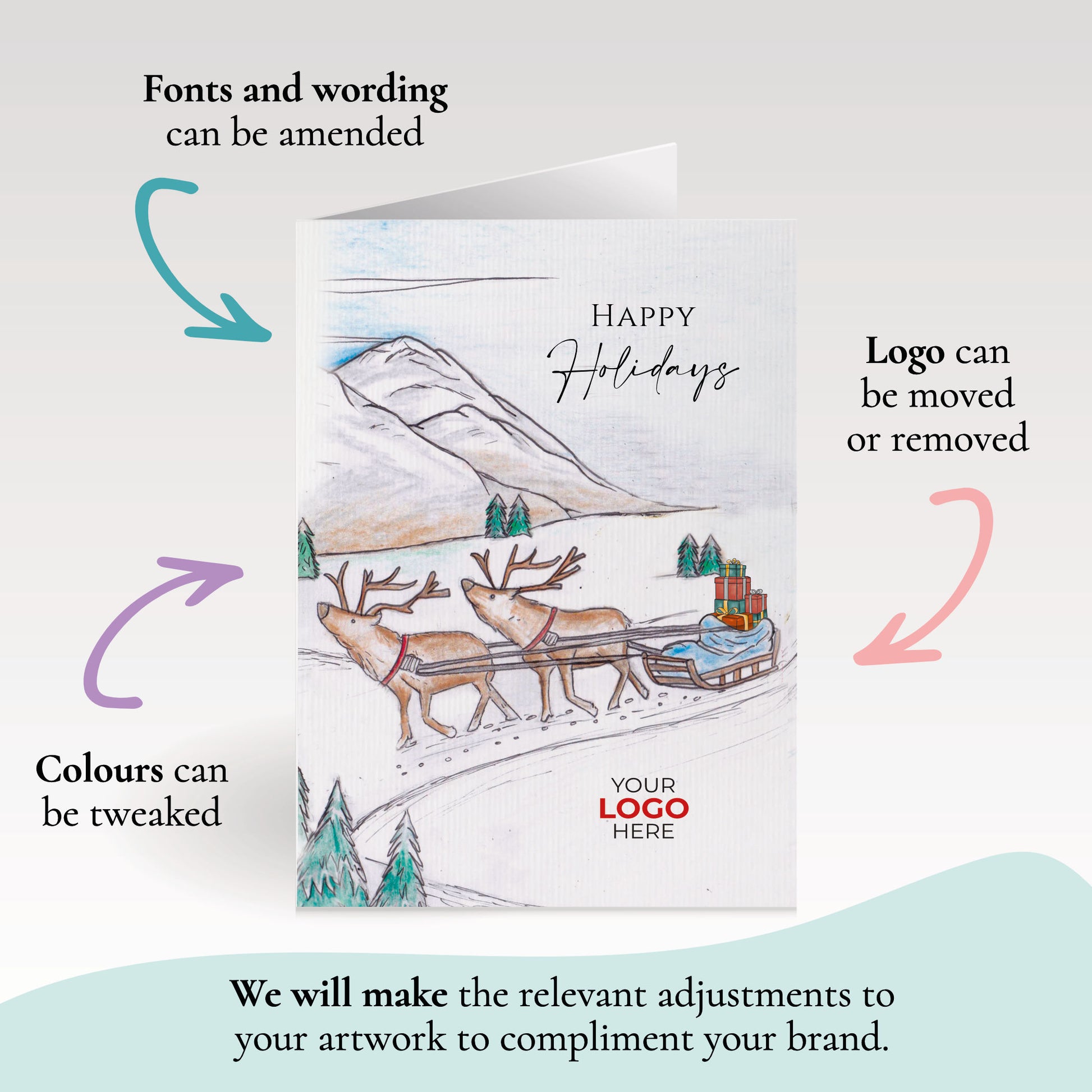 ‘Pulling Sledge’  Customised Corporate Christmas Cards image 2