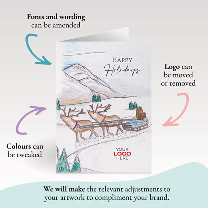 ‘Pulling Sledge’  Customised Corporate Christmas Cards image 2