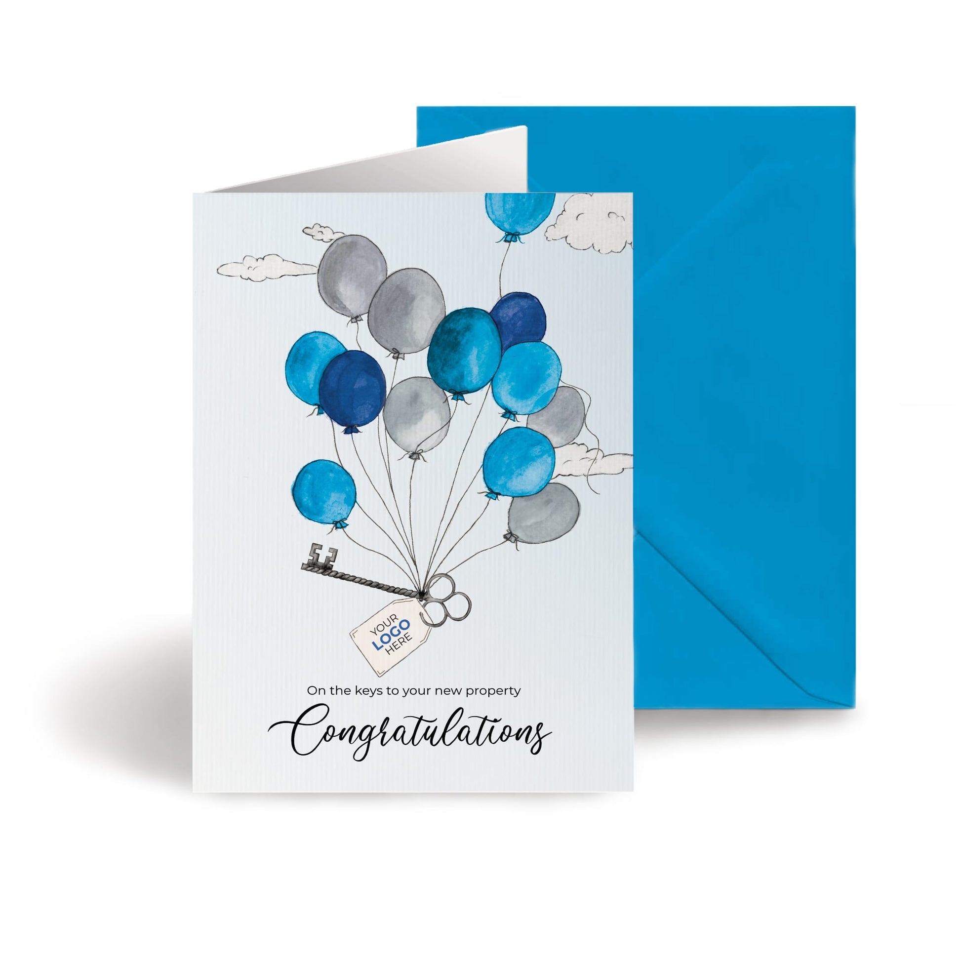 ‘Balloons with Keys’ Personalised Corporate Branded Property Greeting Cards image 0