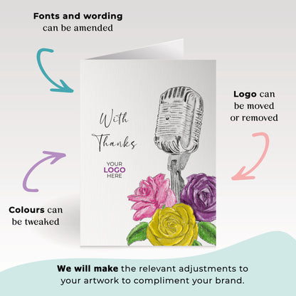 Microphone & Roses’ Personalised Corporate Branded Voice, Audio & Writers Greeting Cards image 1