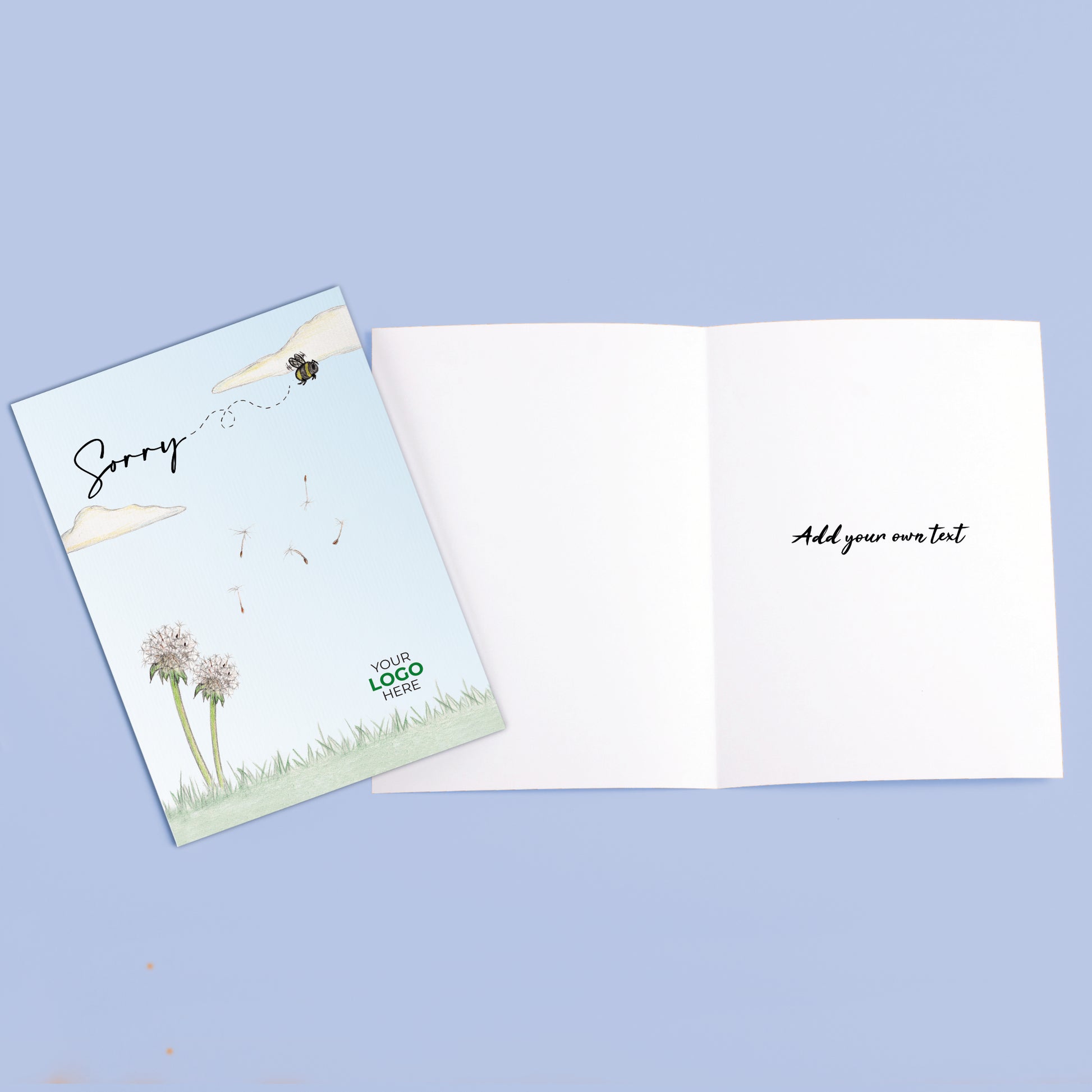 ‘Dandelion’ Personalised Corporate Branded Sorry Greeting Cards image 3