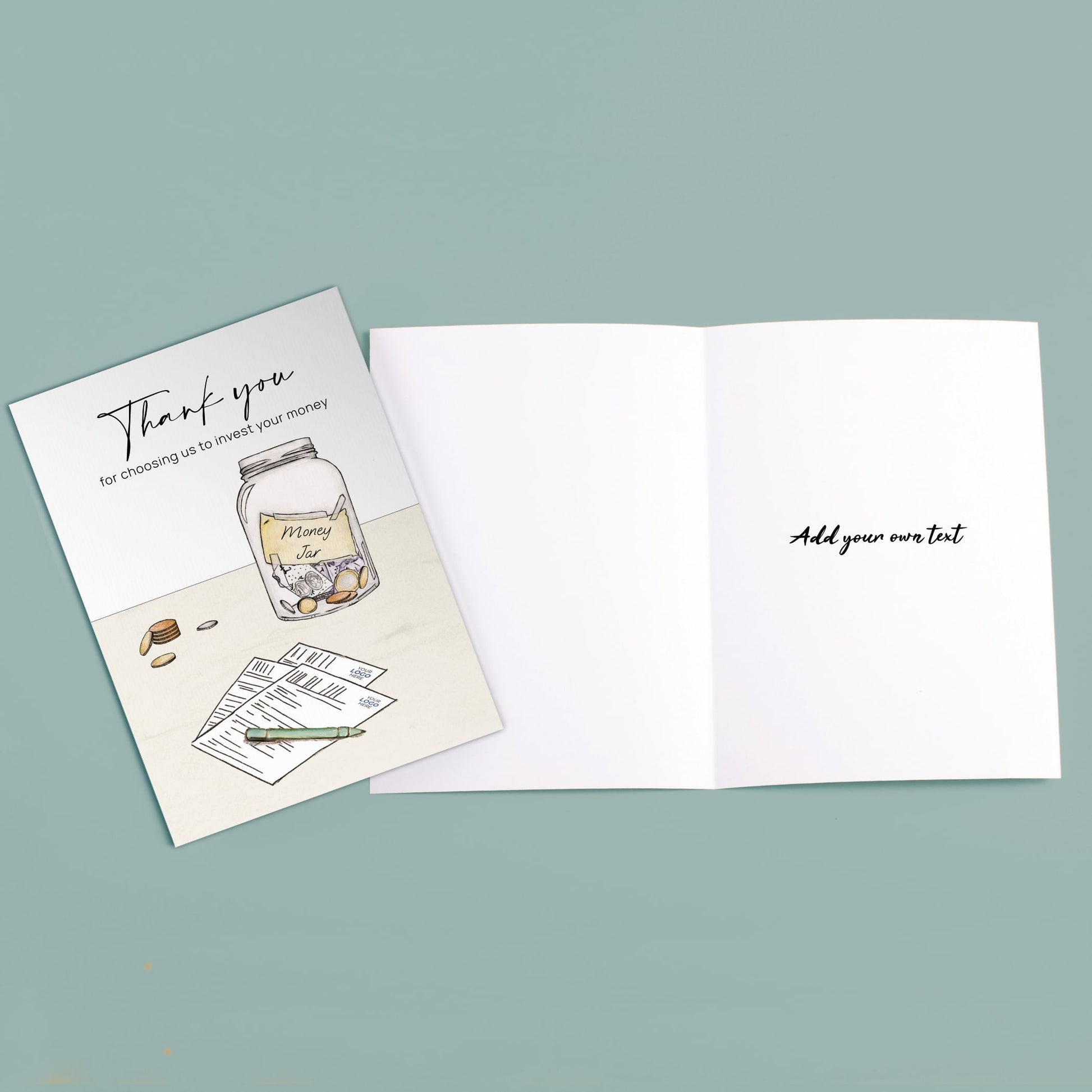 ‘Money Jar & Note’ Personalised Corporate Branded Financial Greeting Cards image 2