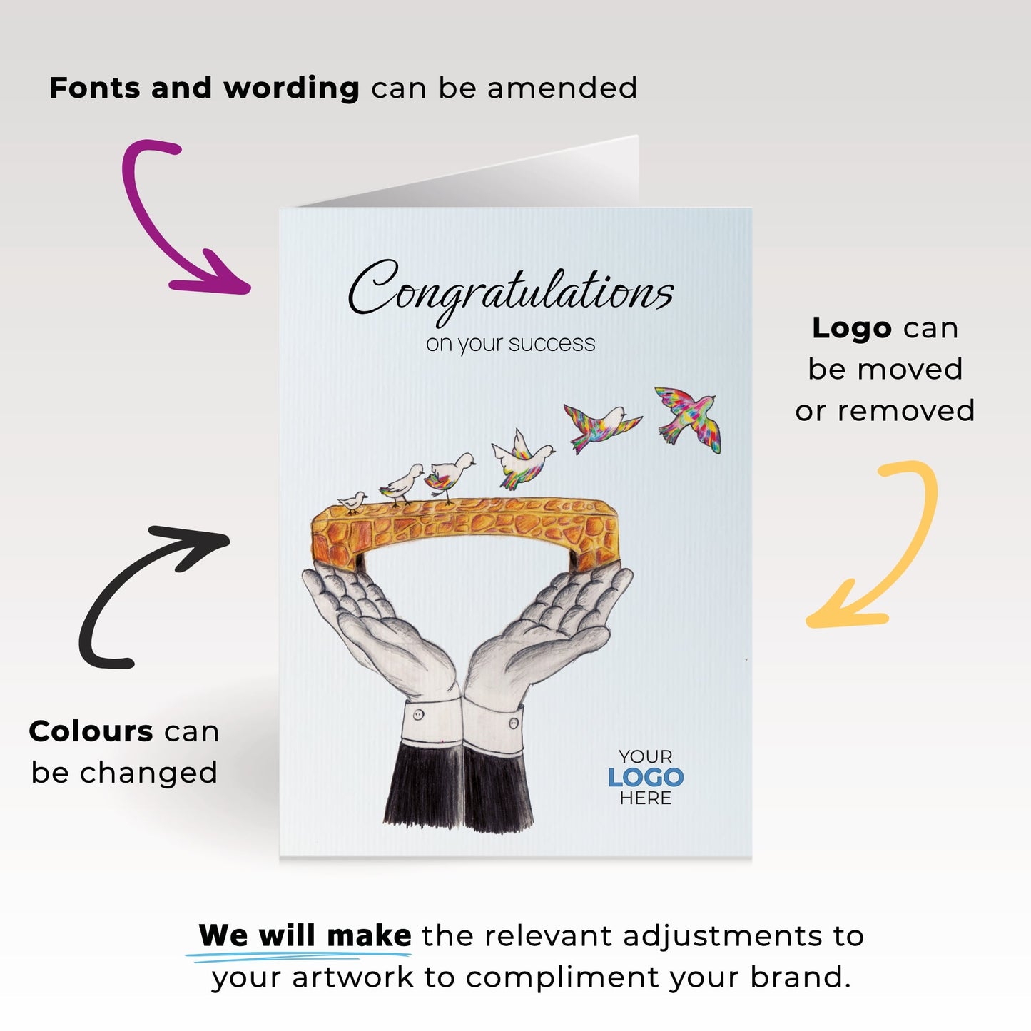 ‘Bridge Birds’ Personalised Corporate Branded Education Greeting Cards image 3