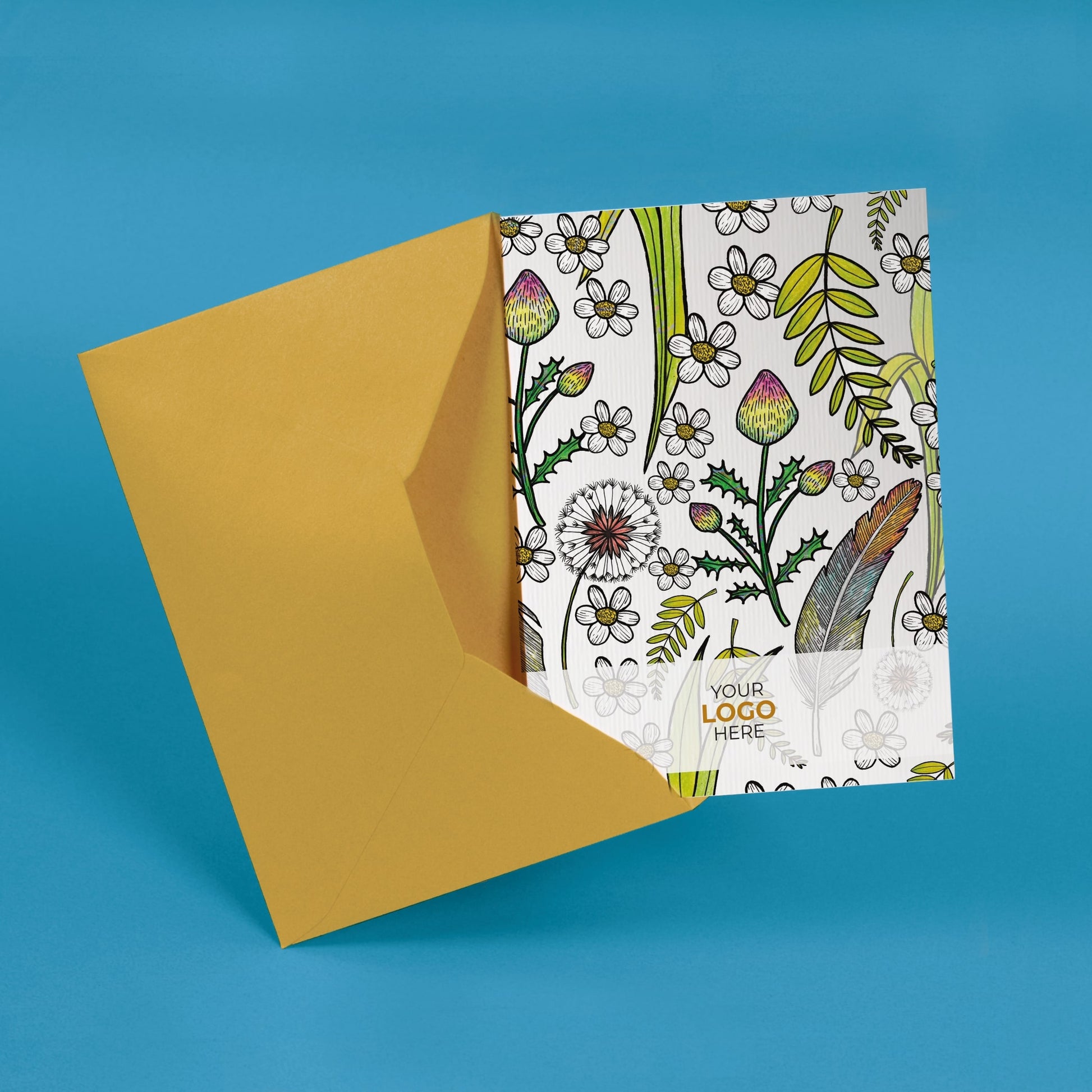 ‘Joyful Blooms’ Personalised Corporate Branded Open Greeting Cards image 2