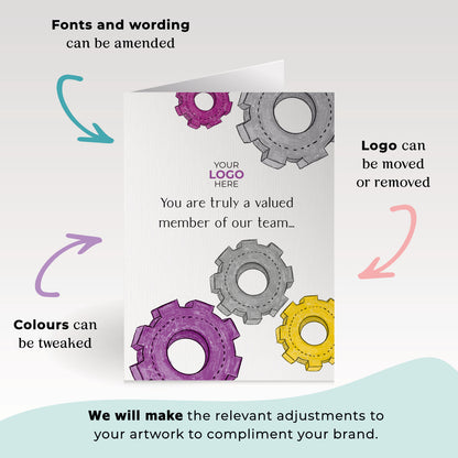 Colourful Cogs’ Personalised Corporate Branded Staff Appreciation Greeting Cards image 1