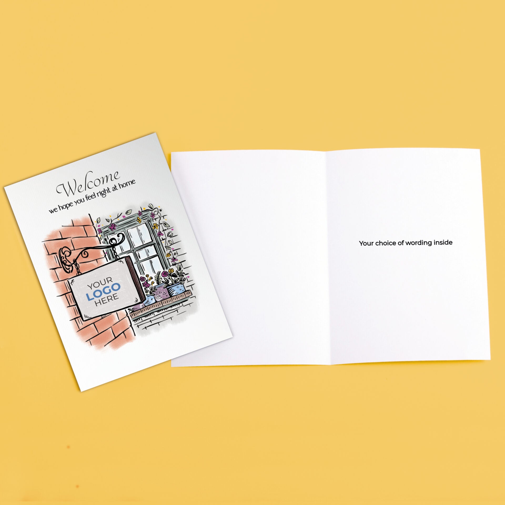 ‘Hanging Sign’ Personalised Corporate Branded Welcome Greeting Cards image 3