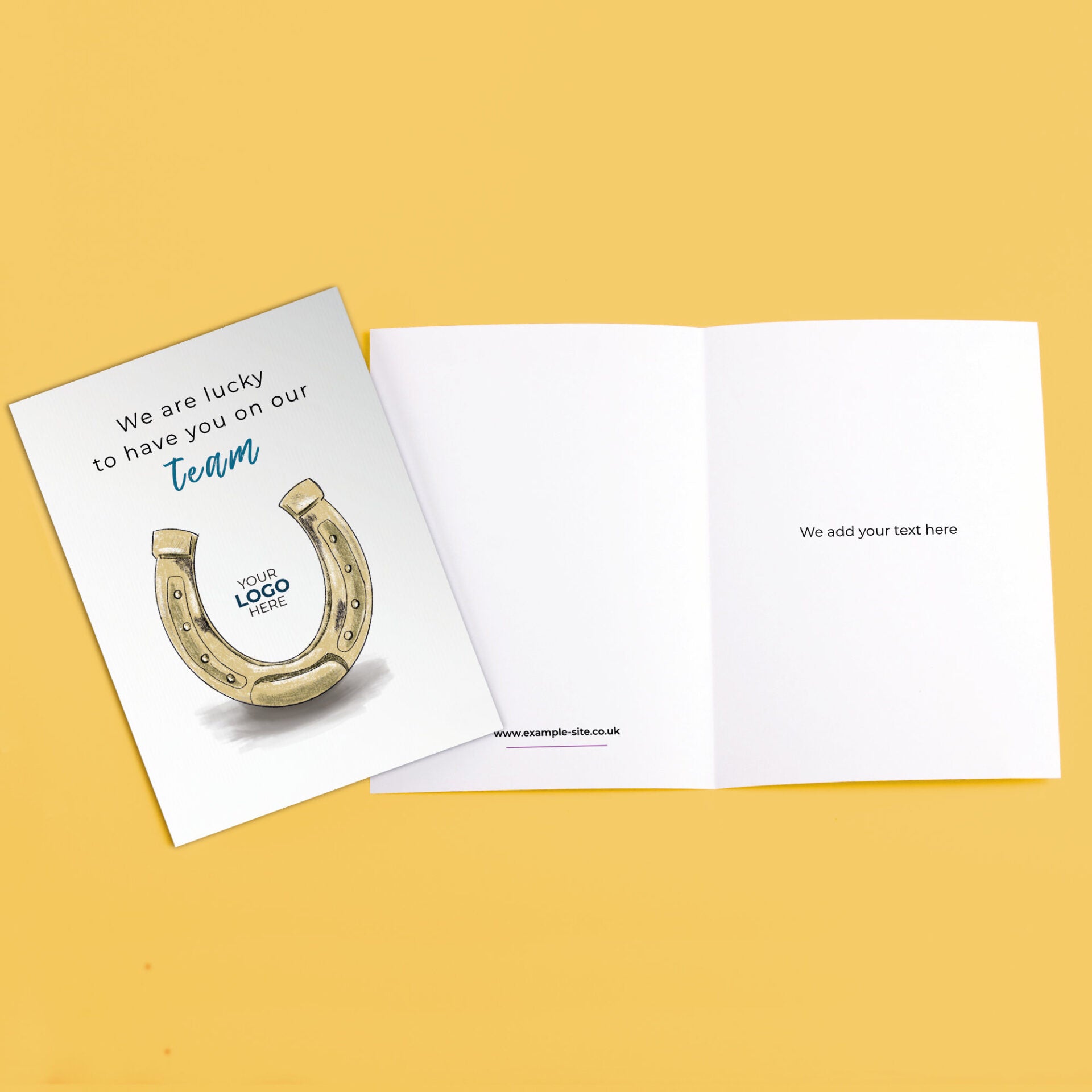 Lucky Horseshoe’ Personalised Corporate Branded Staff Appreciation Greeting Cards image 3