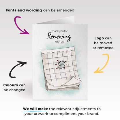 ‘Calendar’ Personalised Corporate Branded Renewal Greeting Cards image 1