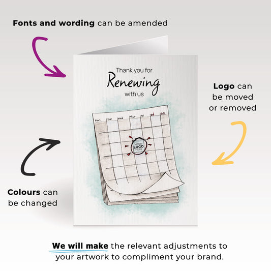‘Calendar’ Personalised Corporate Branded Renewal Greeting Cards image 1