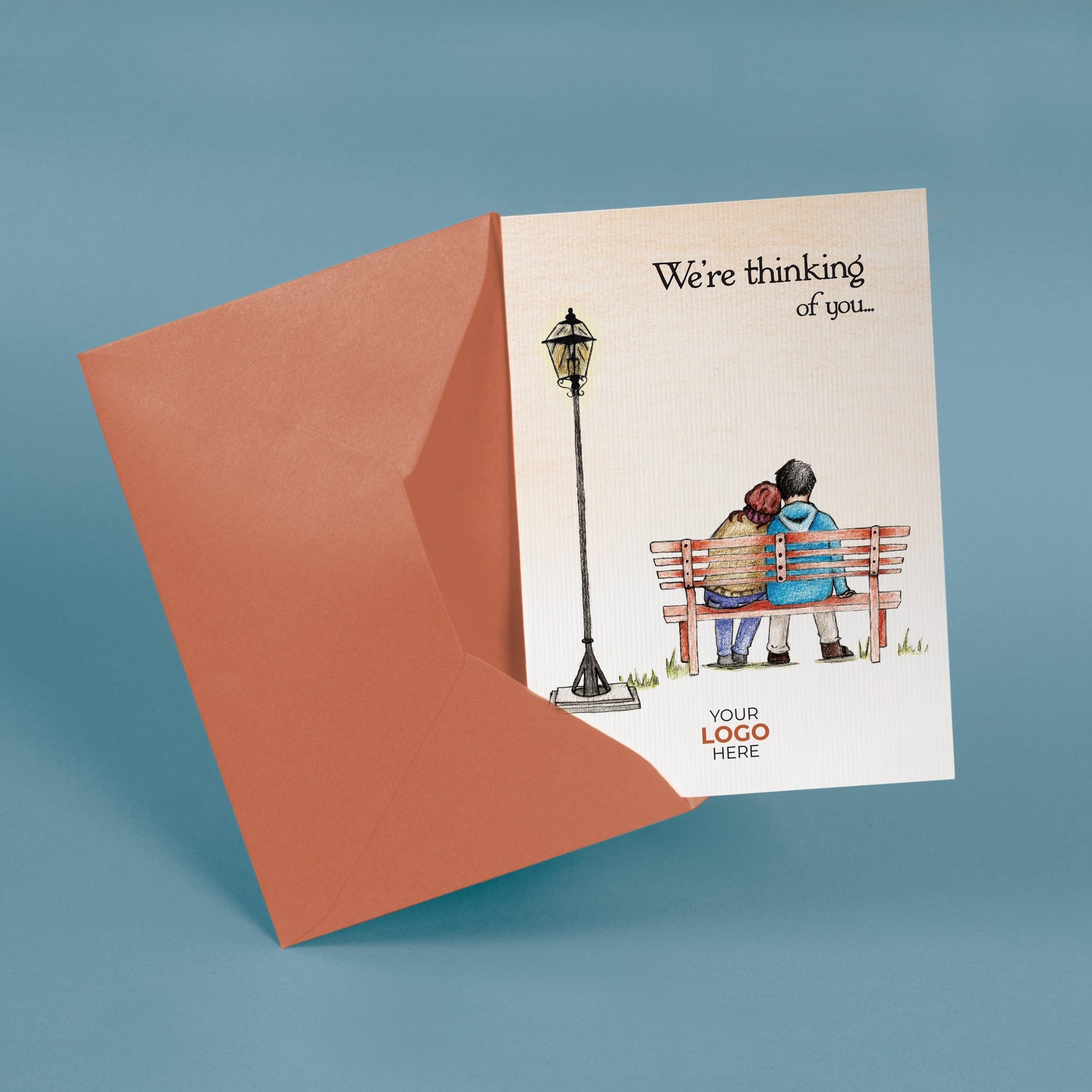 ‘Park Bench’ Personalised Corporate Branded Thinking of You Greeting Cards image 2