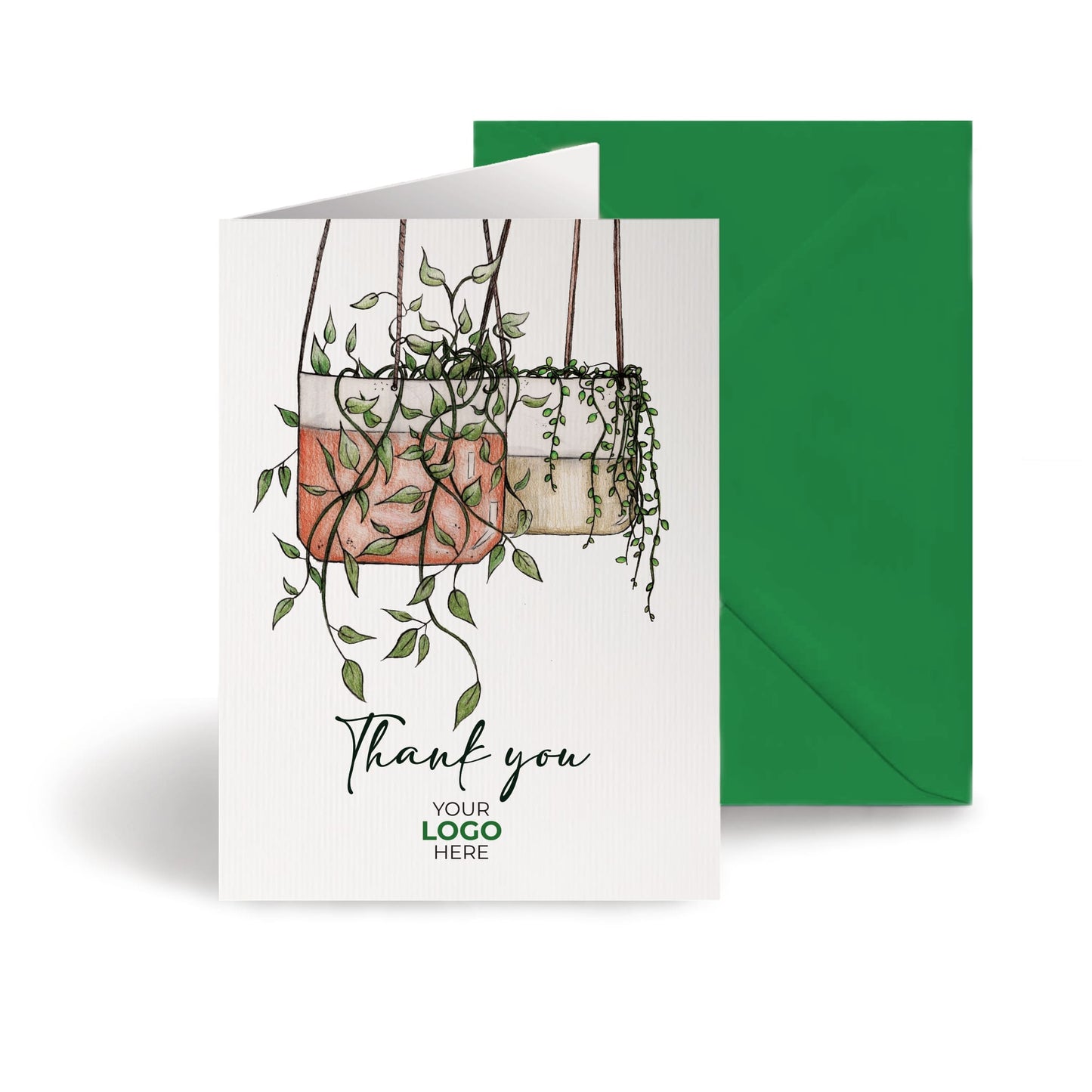 ‘Hanging Plants’ Personalised Corporate Branded Floral Greeting Cards image 0