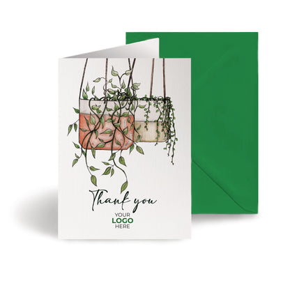 ‘Hanging Plants’ Personalised Corporate Branded Floral Greeting Cards image 0