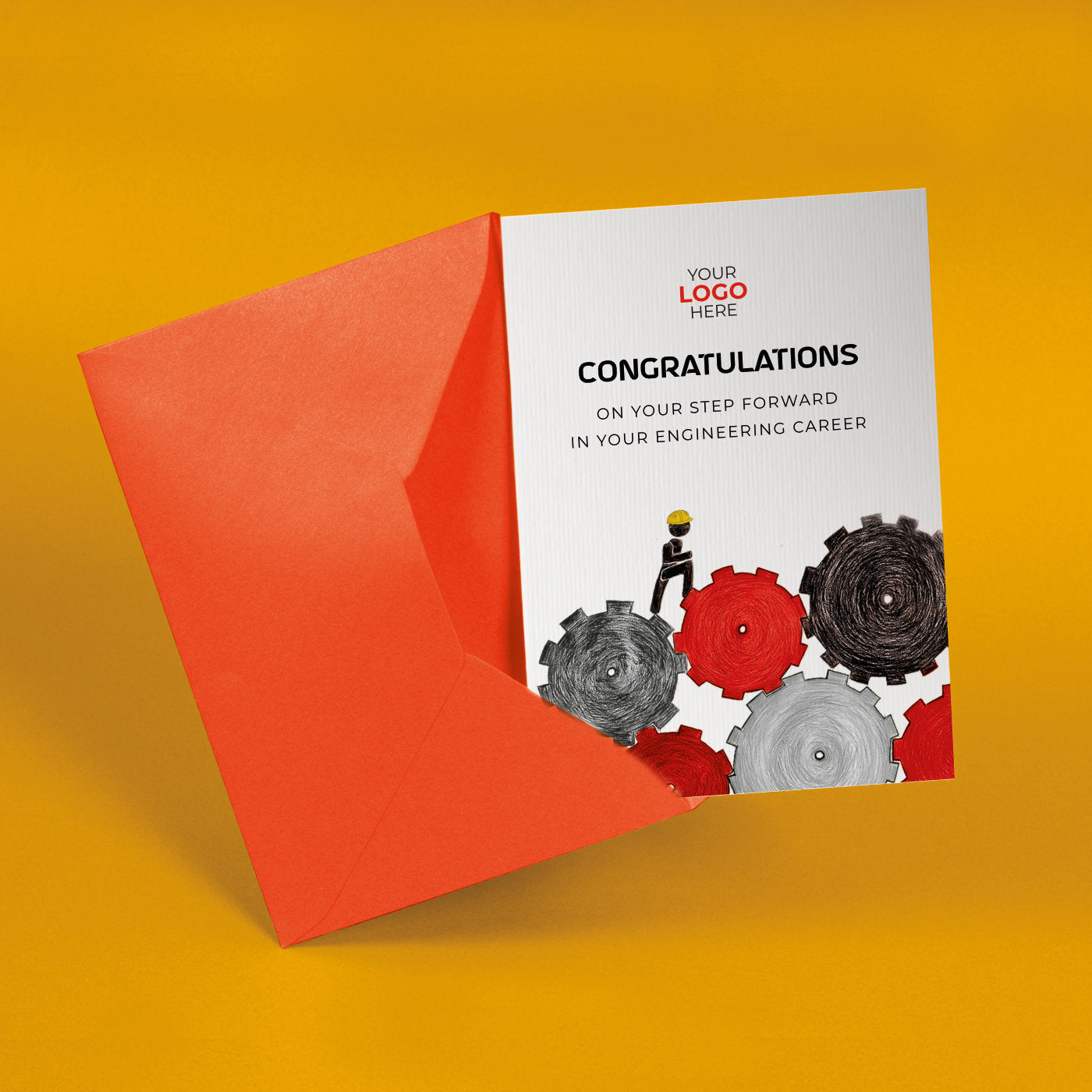 ‘Climbing Cogs’ Personalised Corporate Branded New Job Greeting Cards image 2