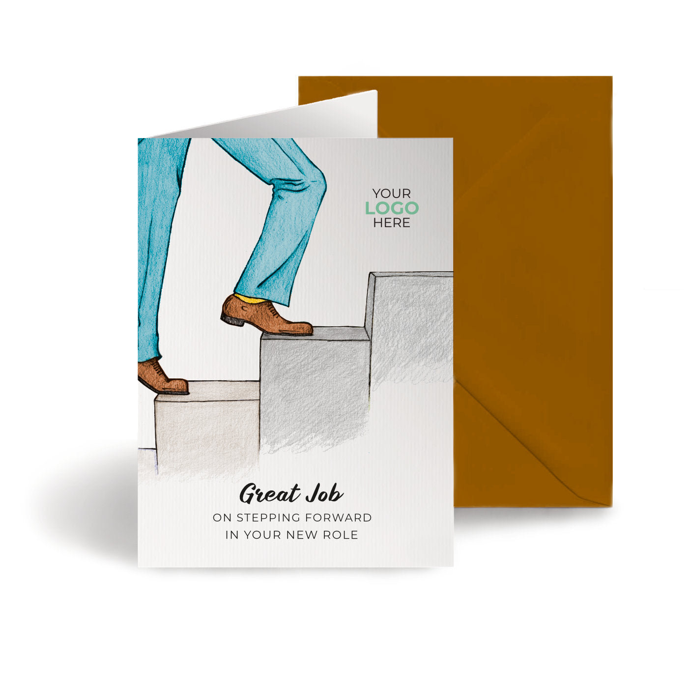 ‘Stepping Up’ Personalised Corporate Branded New Job Greeting Cards image 0
