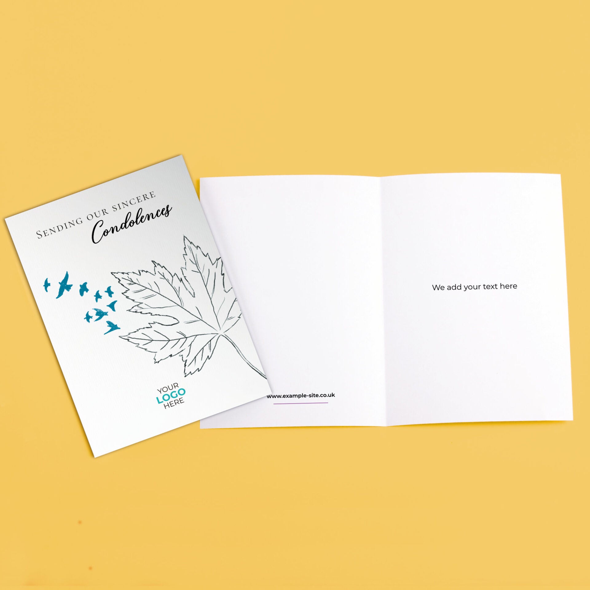 ‘Flying Leaf’ Personalised Corporate Branded Sympathy Greeting Cards image 3