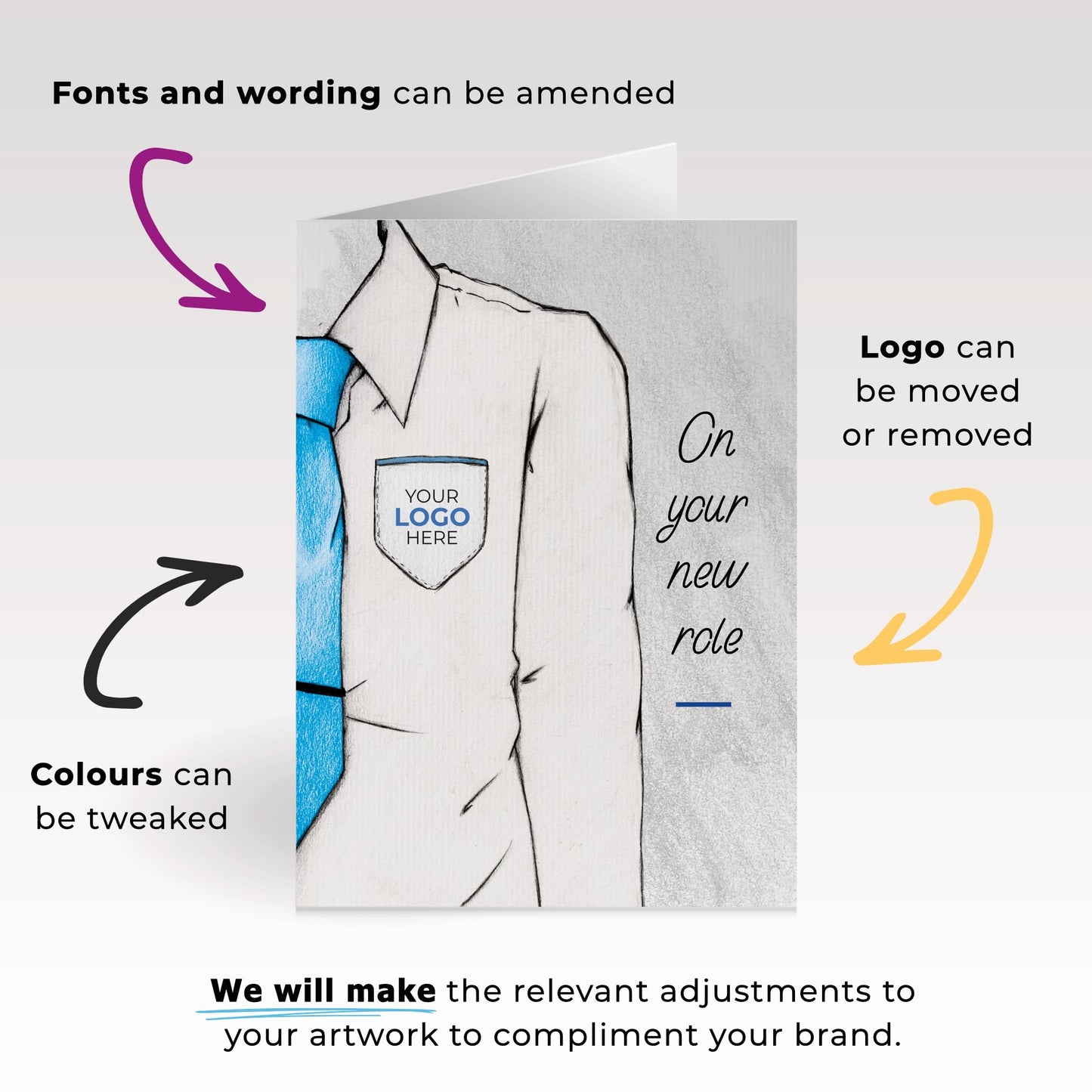 ‘Smart Shirt’ Personalised Corporate Branded New Job Greeting Cards image 1