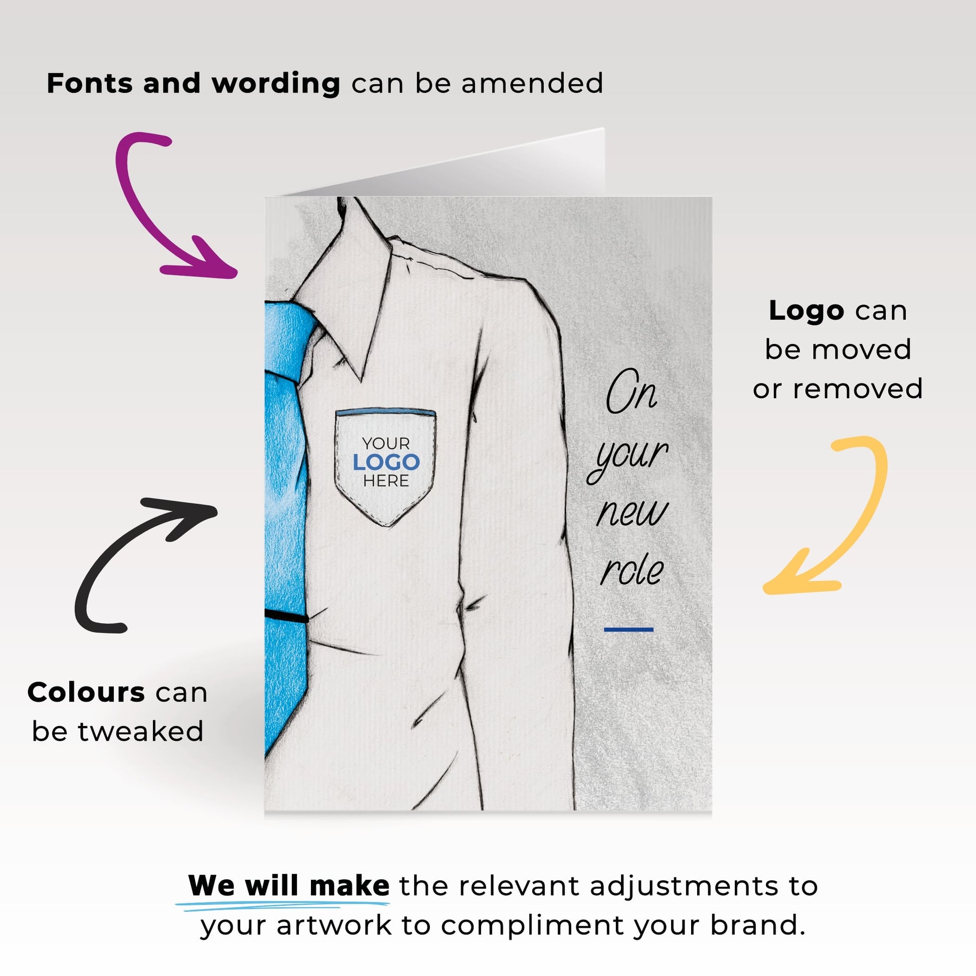 ‘Smart Shirt’ Personalised Corporate Branded New Job Greeting Cards image 1