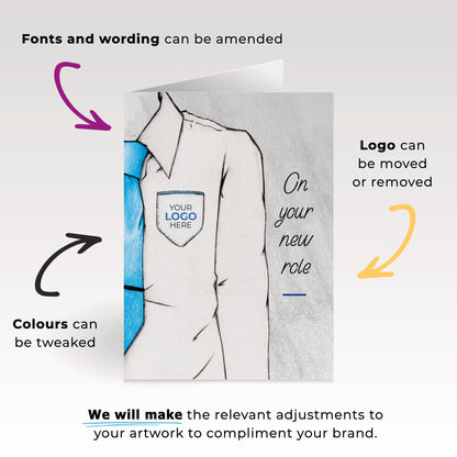‘Smart Shirt’ Personalised Corporate Branded New Job Greeting Cards image 1