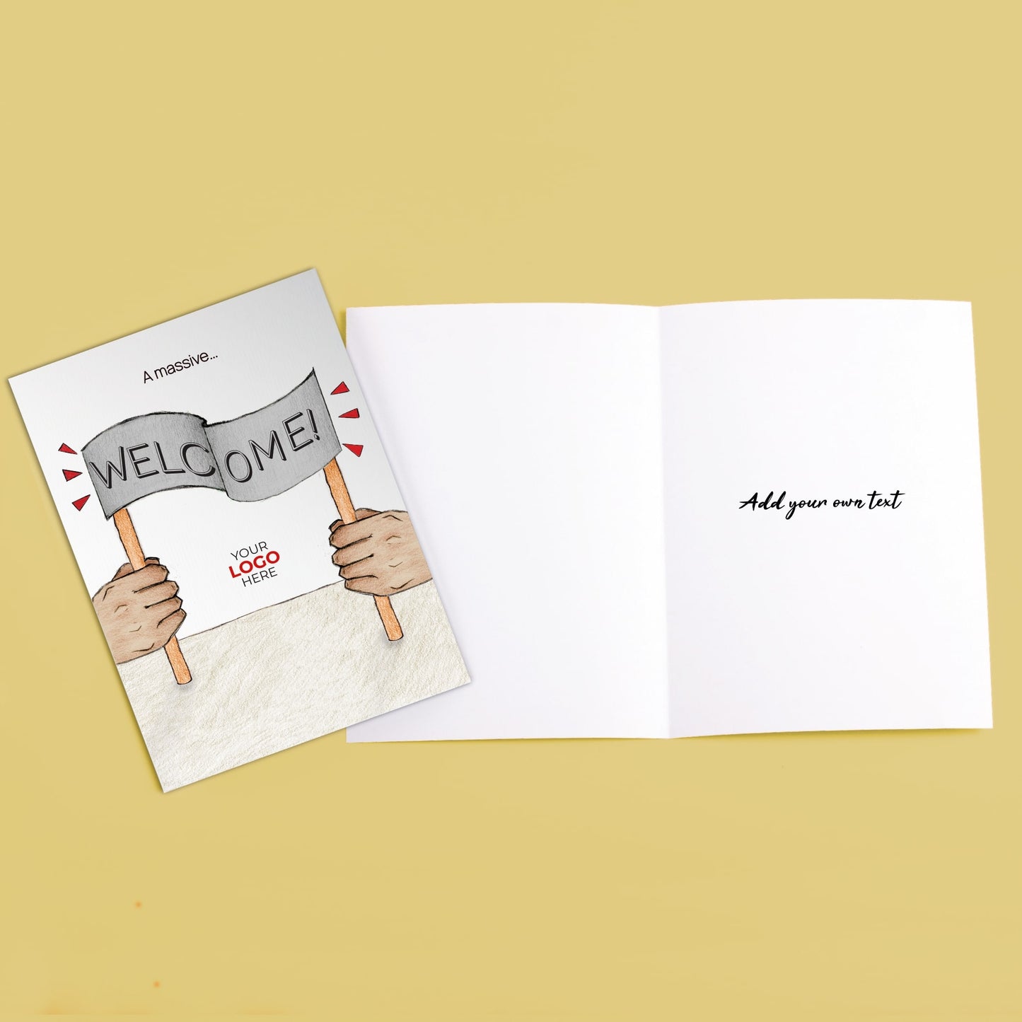 ‘Hand Banner’ Personalised Corporate Branded Welcome Greeting Cards image 3