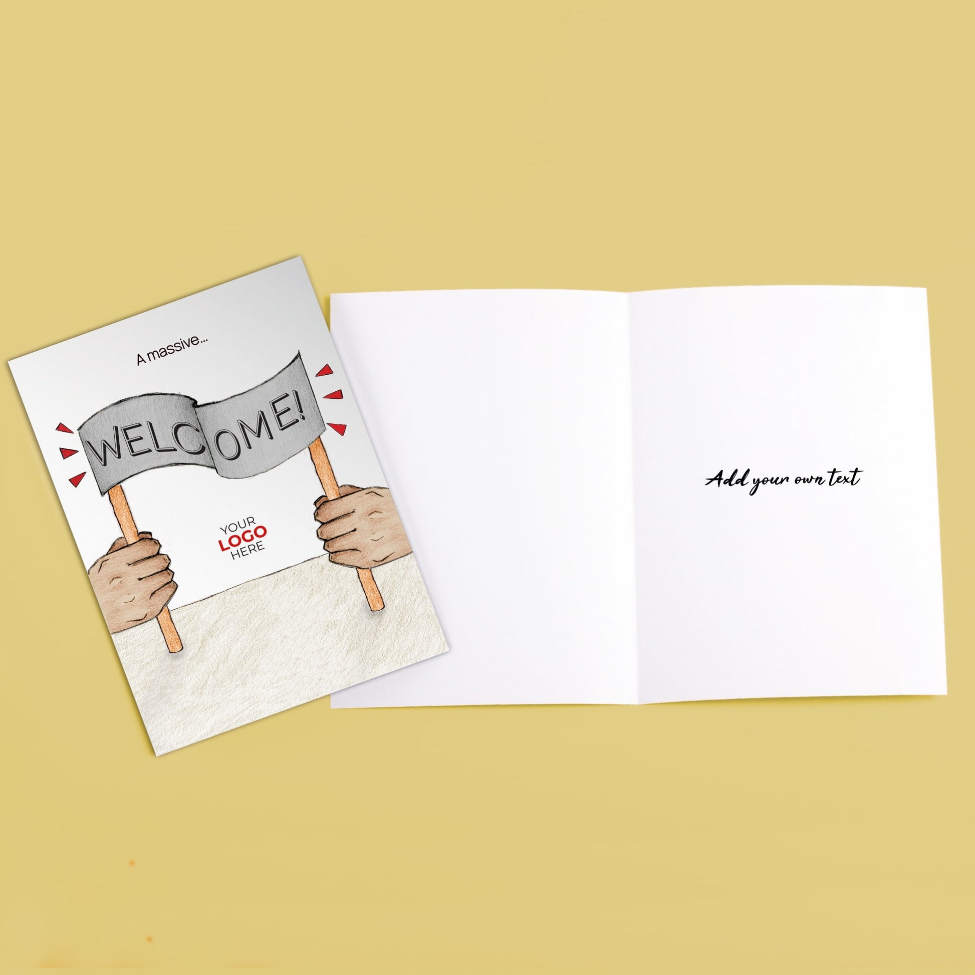‘Hand Banner’ Personalised Corporate Branded Welcome Greeting Cards image 3