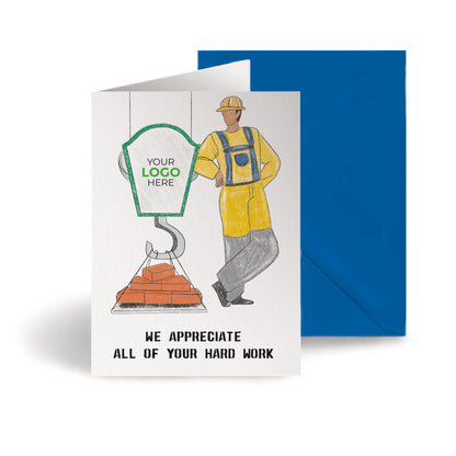 Crane, Bricks & Builder’ Personalised Corporate Branded Trades People Greeting Cards image 0