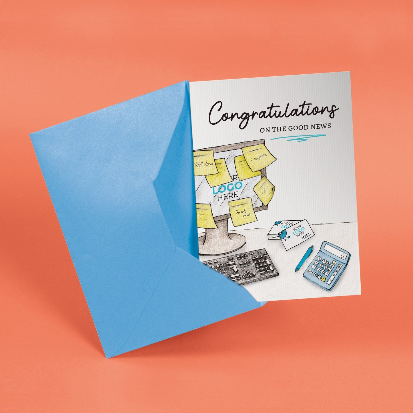 ‘Sticky Notes’ Personalised Corporate Branded New Job Greeting Cards image 4