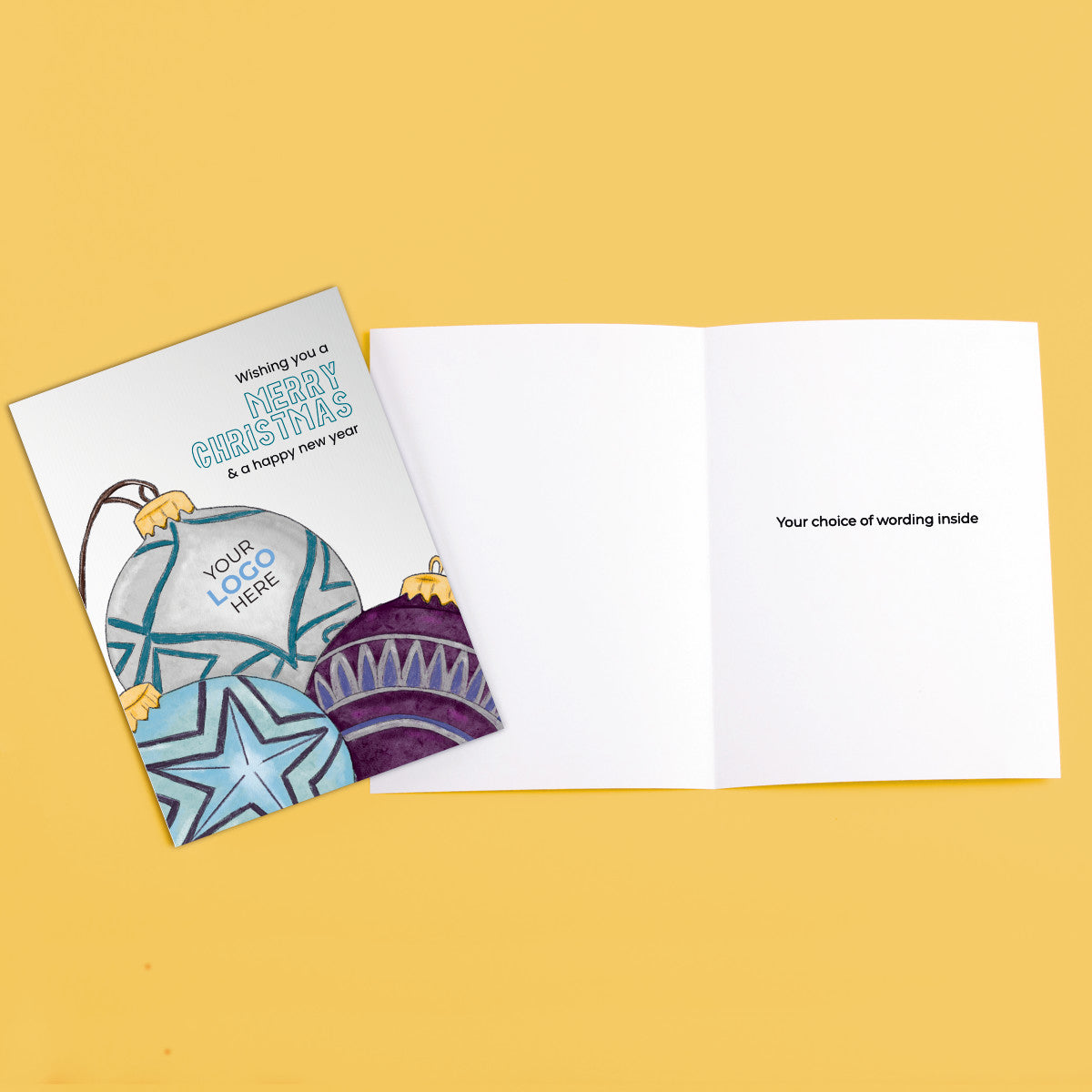 ‘Three Baubles' Personalised Company Christmas Cards image 3
