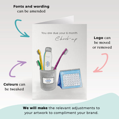 ‘Toothbrushes & Calendar’ Personalised Corporate Branded Health Care Greeting Cards image 1