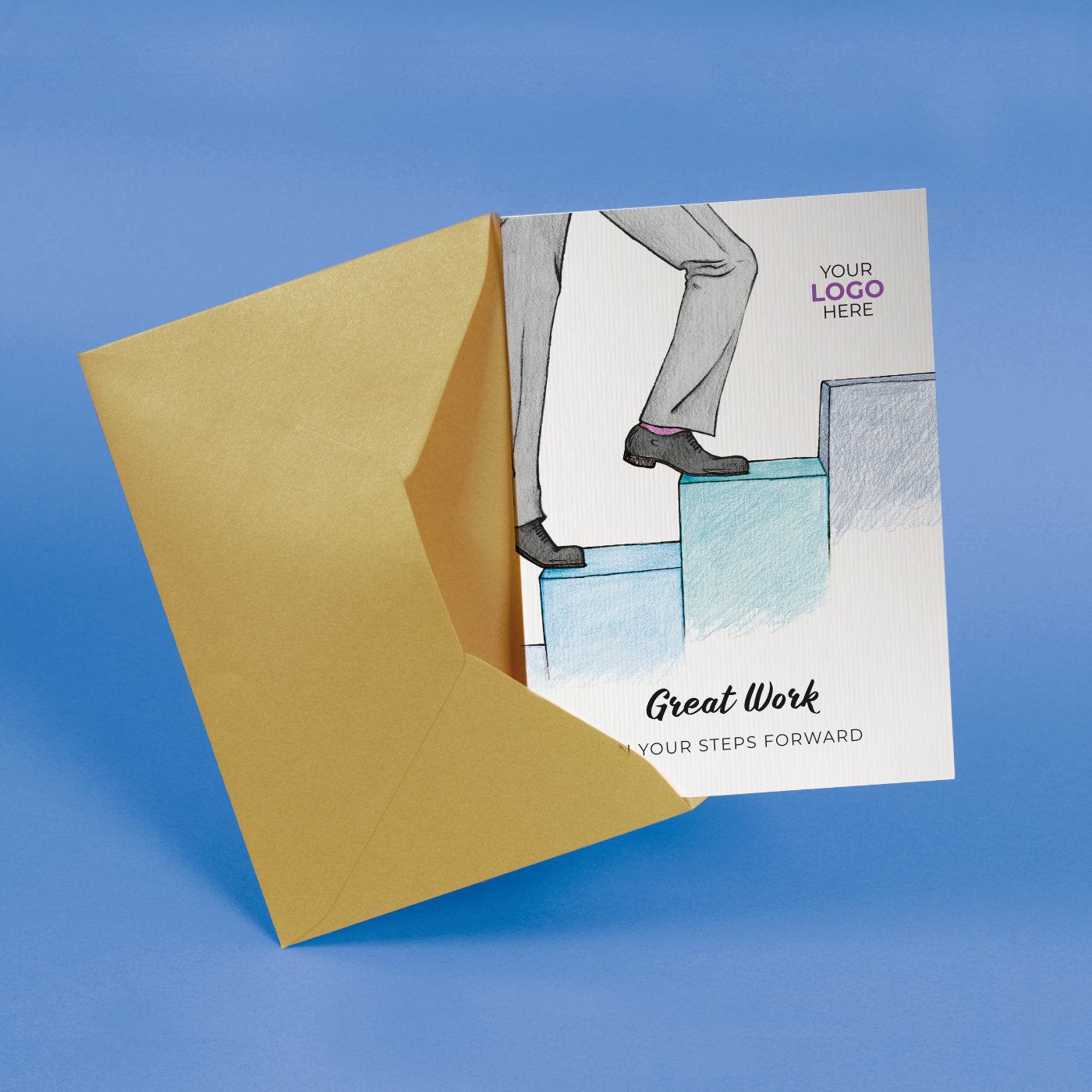 Stepping Up’ Personalised Corporate Branded Coaching Greeting Cards image 2