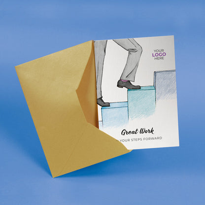 Stepping Up’ Personalised Corporate Branded Coaching Greeting Cards image 2