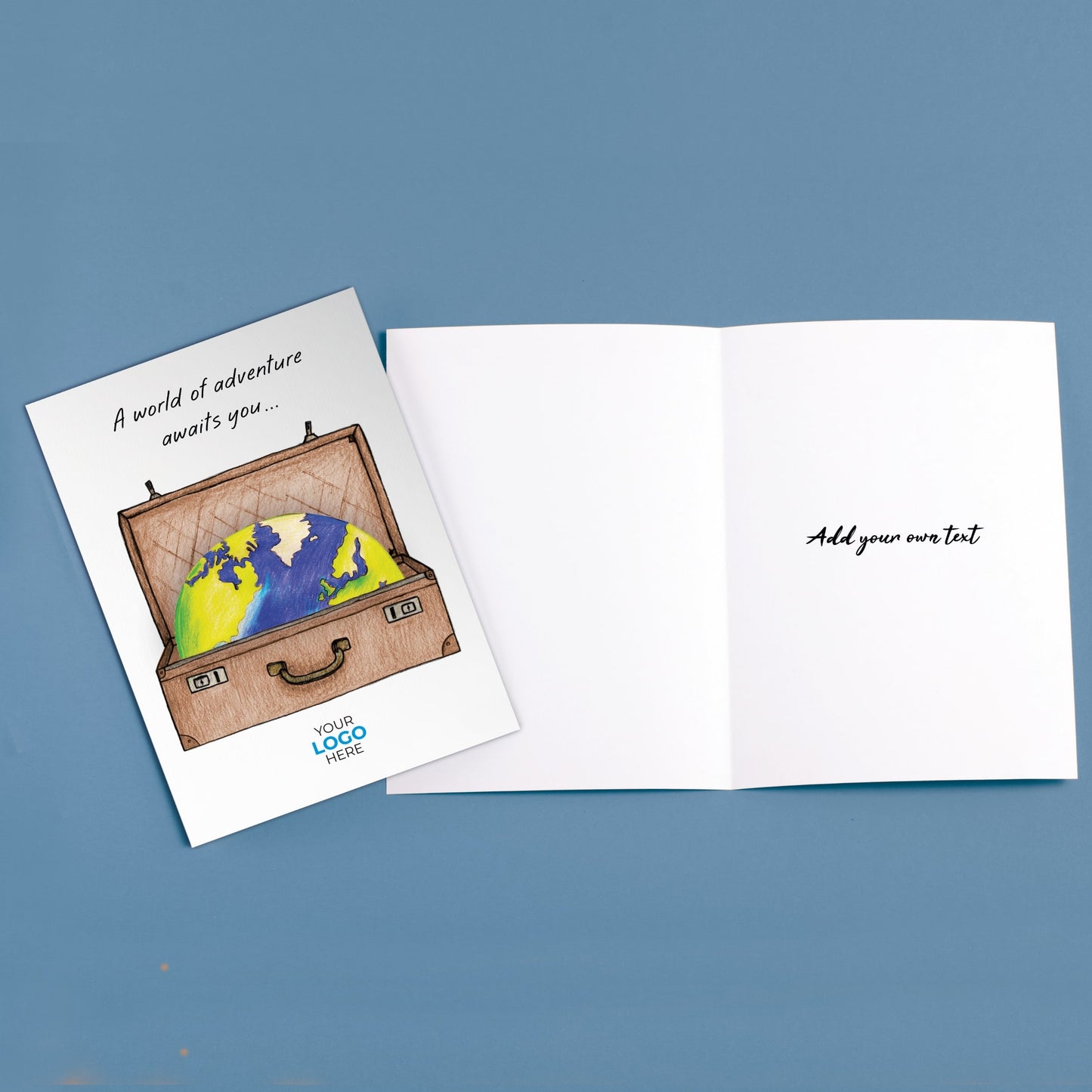 ‘Suitcase World’ Personalised Corporate Branded Travel Greeting Cards image 3