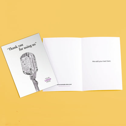 Simple Microphone’ Personalised Corporate Branded Voice, Audio & Writers Greeting Cards image 3
