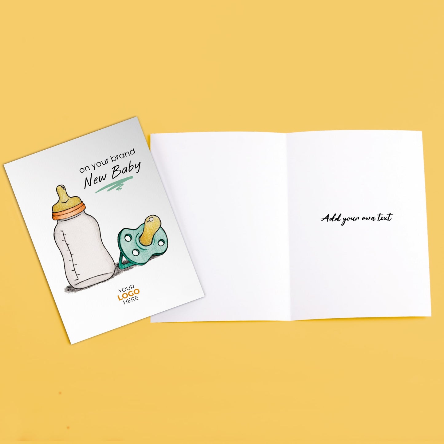 ‘Dummy & Bottle’ Personalised Corporate Branded Health Care Greeting Cards image 2