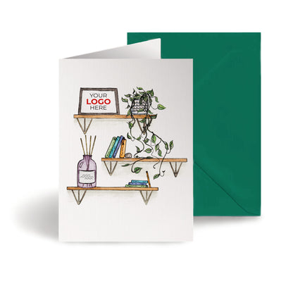 ‘Shelves’ Personalised Corporate Branded Open Greeting Cards image 0