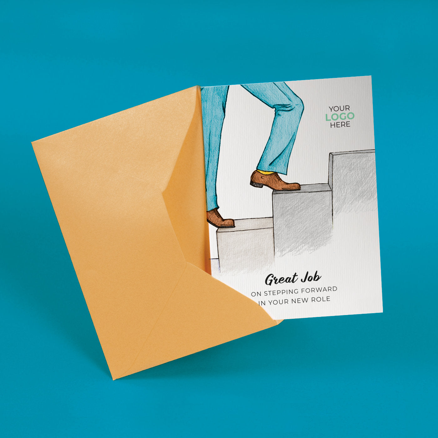 ‘Stepping Up’ Personalised Corporate Branded New Job Greeting Cards image 2