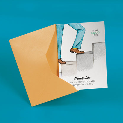 ‘Stepping Up’ Personalised Corporate Branded New Job Greeting Cards image 2