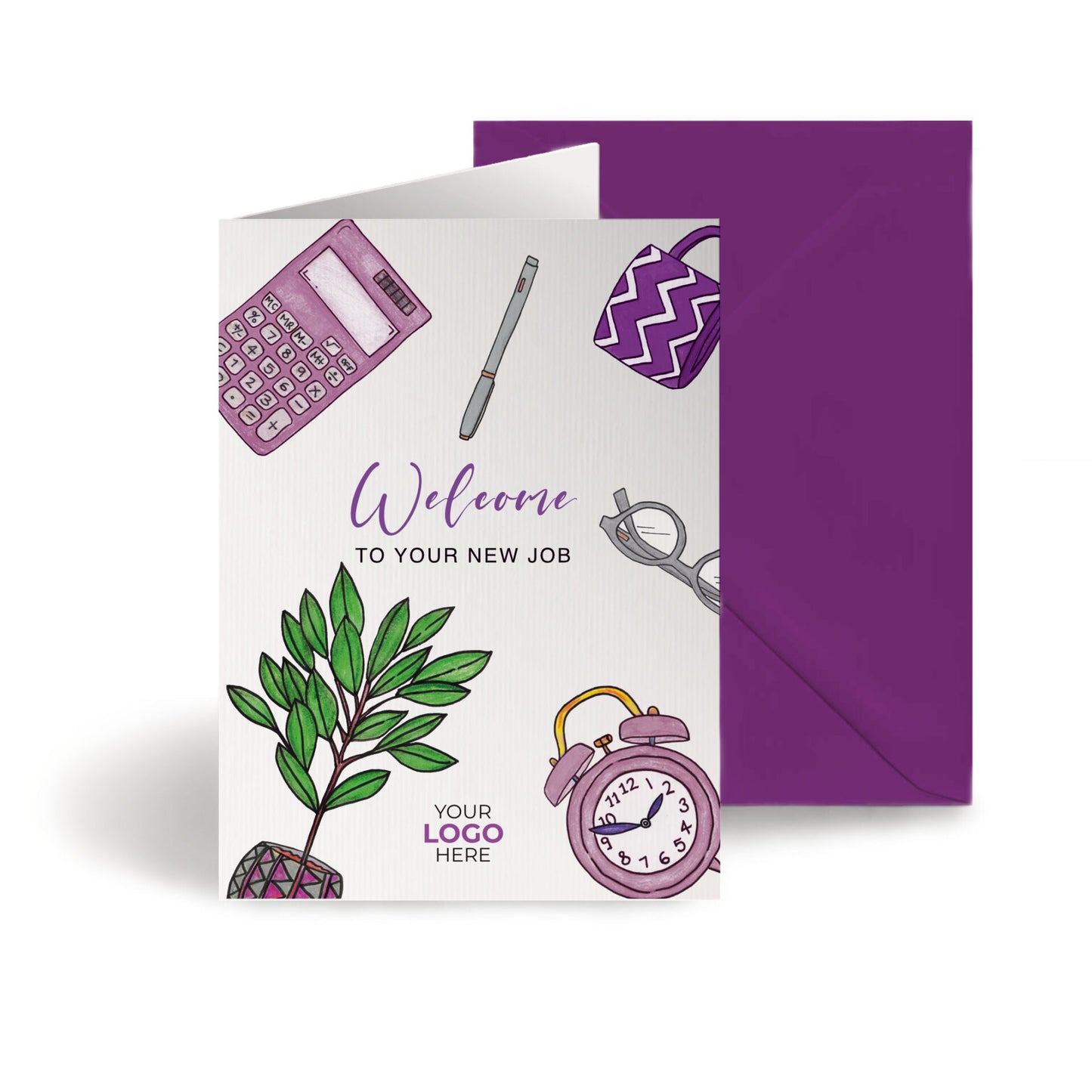 ‘Office Items’ Personalised Corporate Branded Welcome Greeting Cards image 0