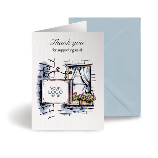 ‘Hanging Sign & Window’ Business Thank You Cards image 0