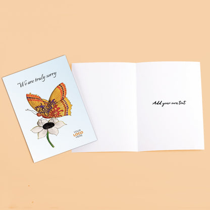 ‘Butterfly on Flower’ Personalised Corporate Branded Sympathy Greeting Cards image 3