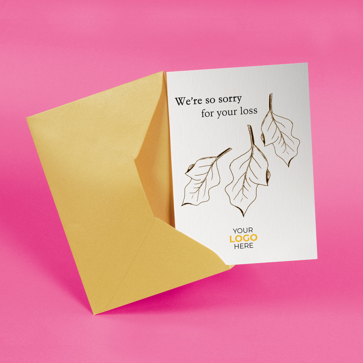 ‘Leaf Pattern’ Personalised Corporate Branded Sympathy Greeting Cards image 2