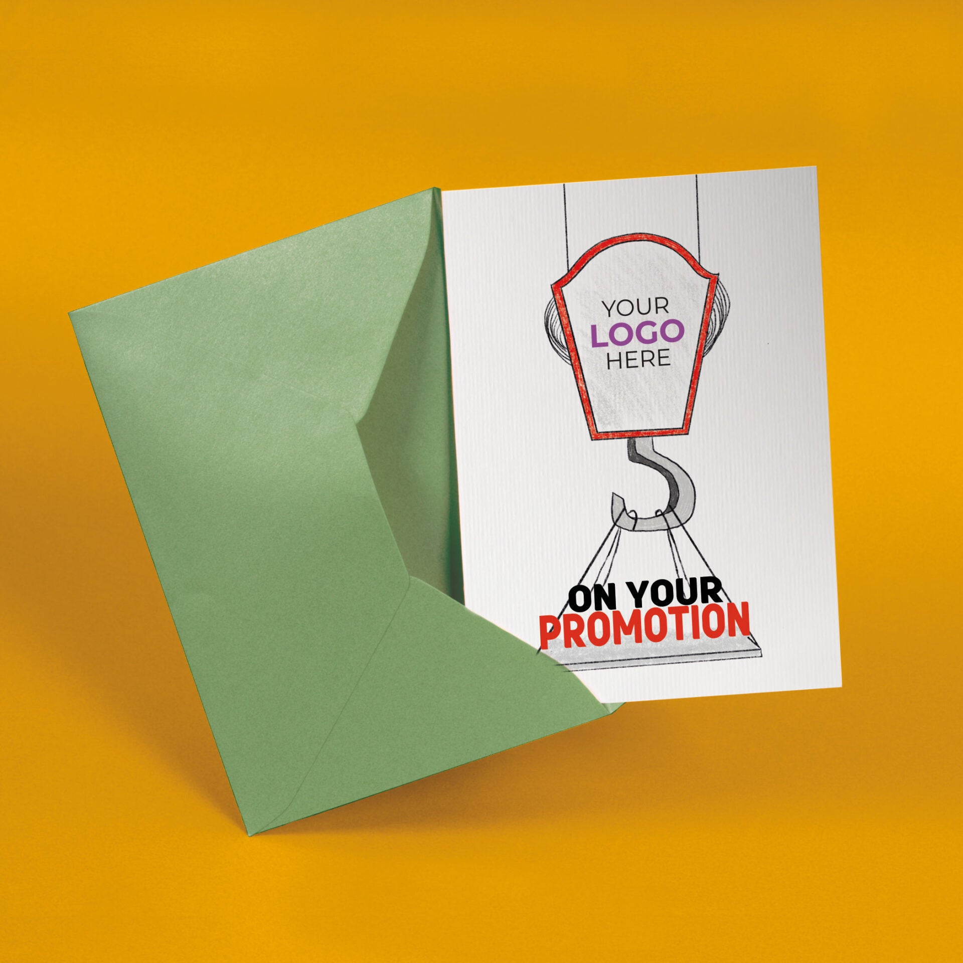 ‘Crane Lifting Promotion’ Personalised Corporate Branded New Job Greeting Cards image 2