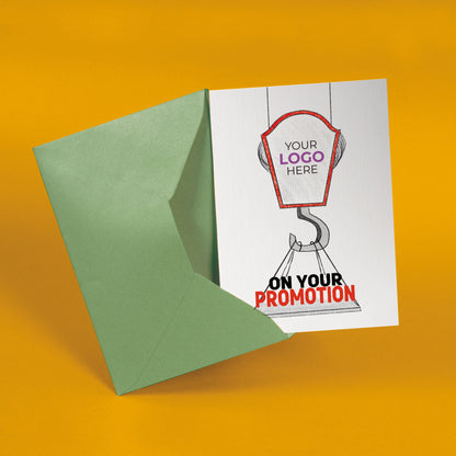 ‘Crane Lifting Promotion’ Personalised Corporate Branded New Job Greeting Cards image 2