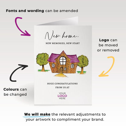 ‘Coloured Roof’ Personalised Corporate Branded Property Greeting Cards image 1