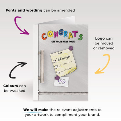 ‘Fridge Magnets’ Personalised Corporate Branded New Job Greeting Cards image 1
