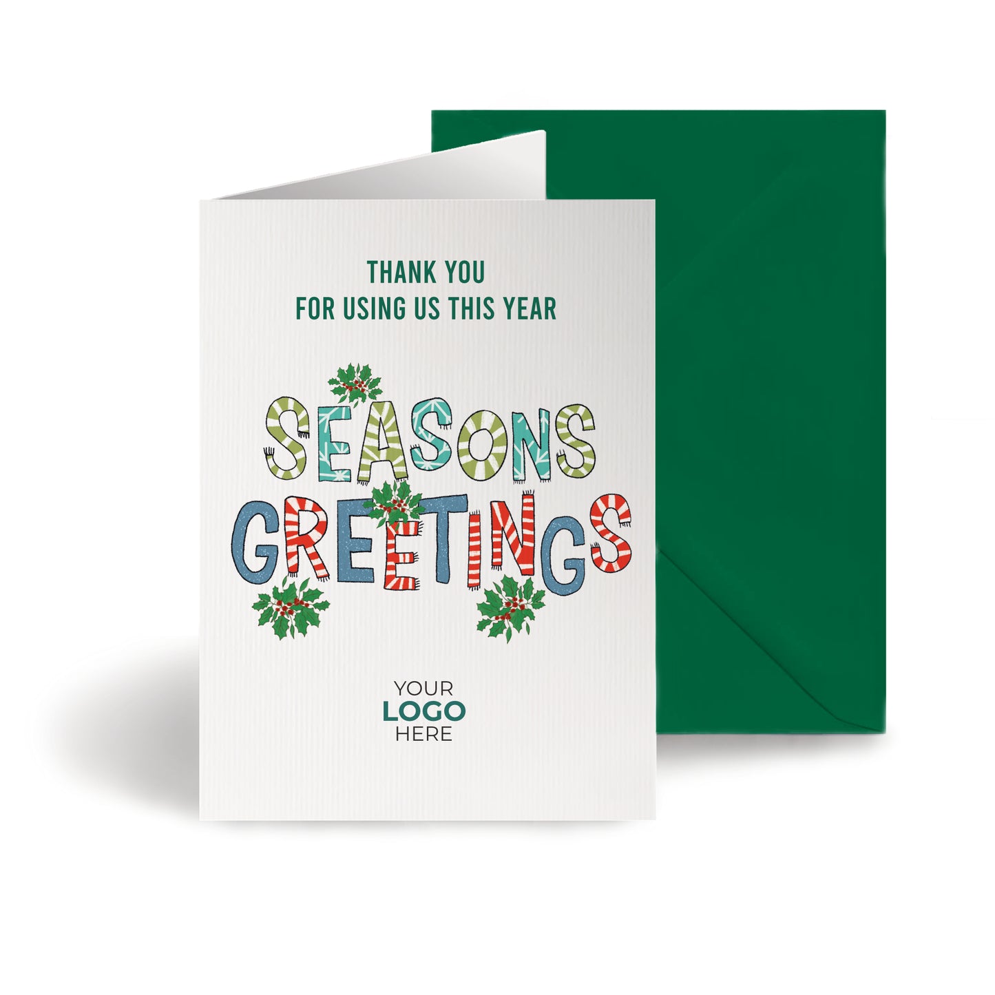 ‘Seasons Greetings Lettering' Personalised Company Christmas Cards image 0