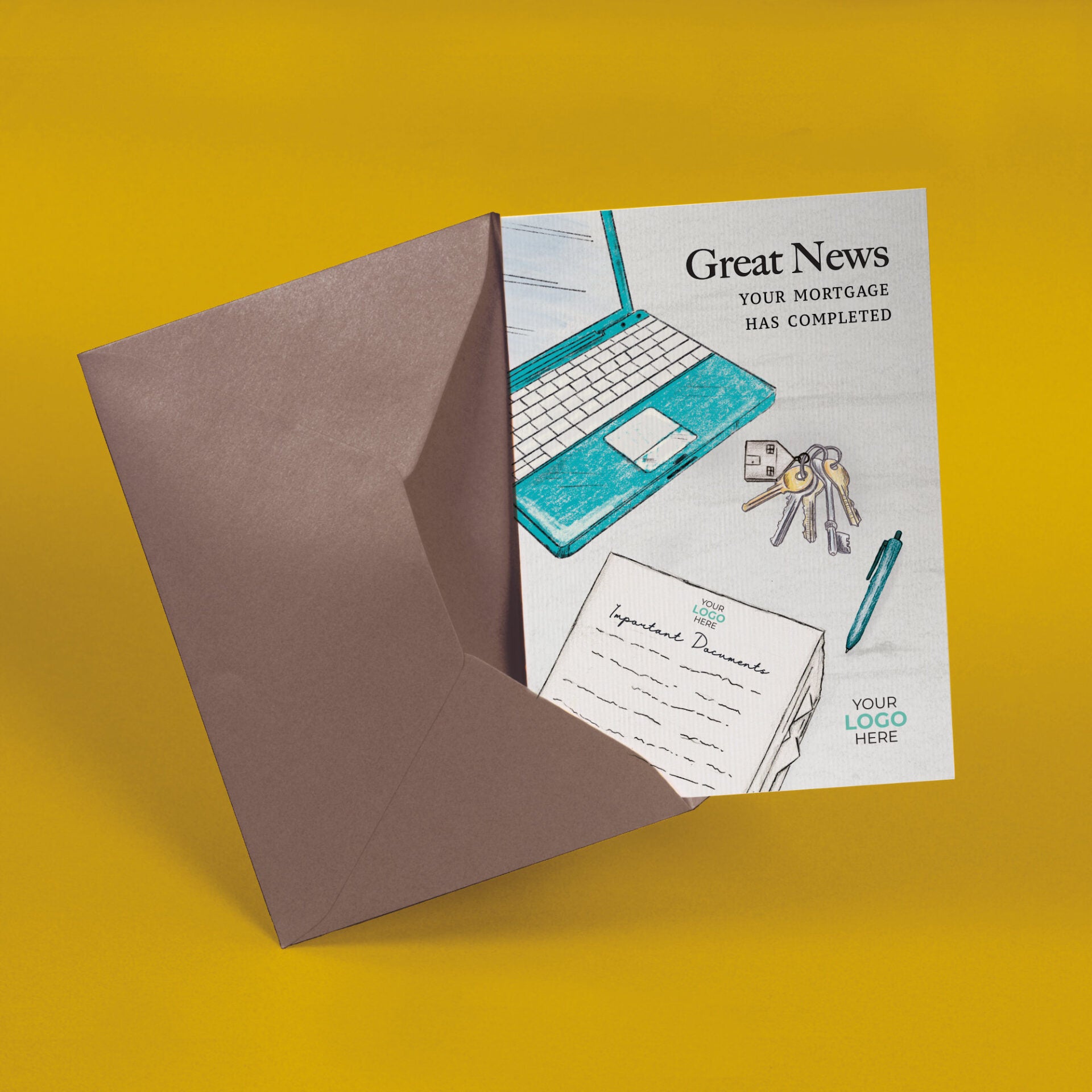 Documents & Laptop' Personalised Corporate Branded Property Greeting Cards image 2