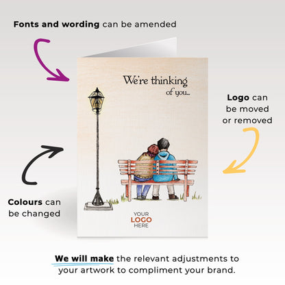 ‘Park Bench’ Personalised Corporate Branded Thinking of You Greeting Cards image 1