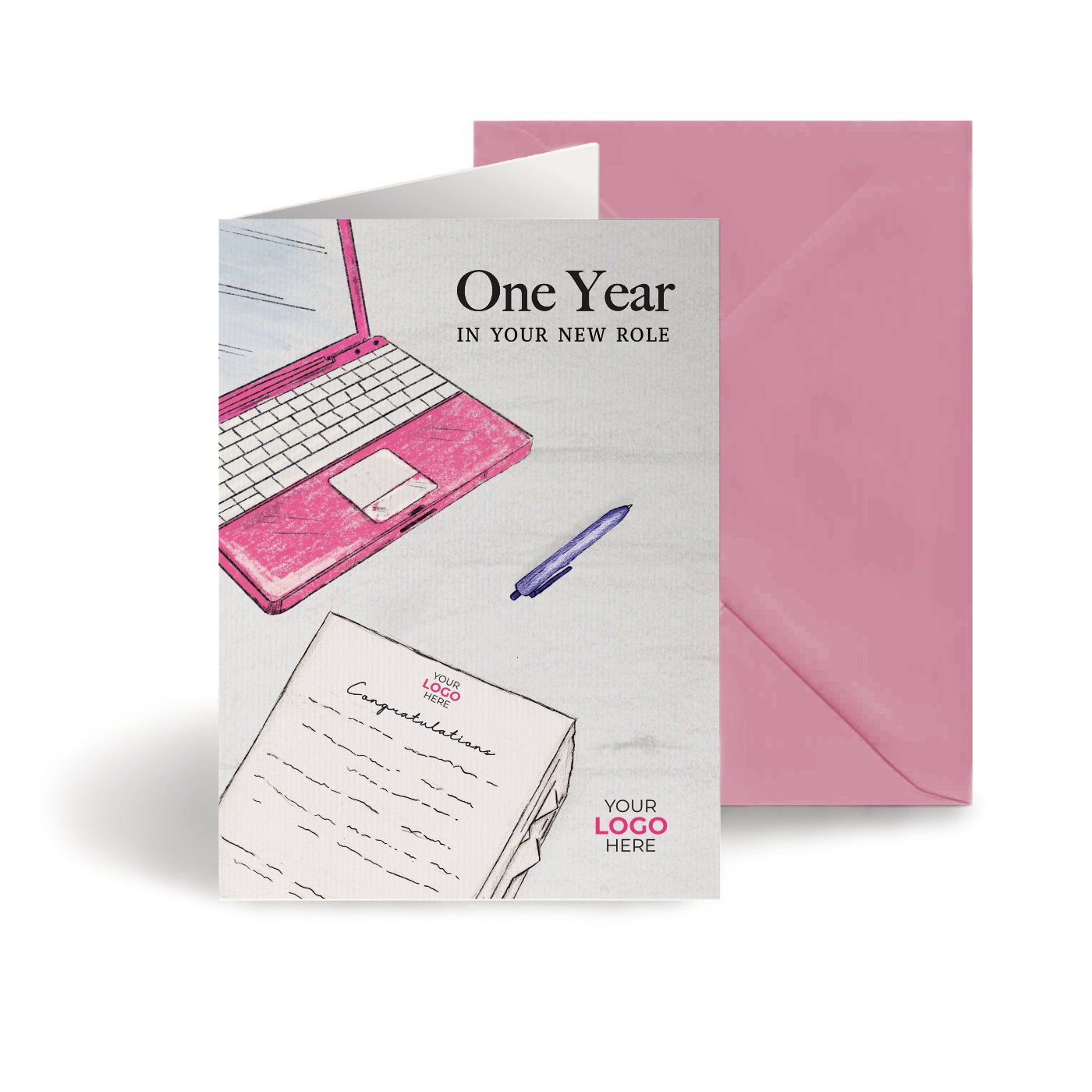 ‘Documents & Laptop’ Personalised Corporate Branded Anniversary Greeting Cards image 0